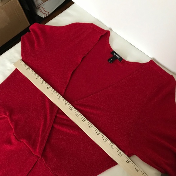 TORRID Red Dress Surplice Neck Faux Wrap Knit Midi Women’s Size Large - 12 - Picture 11 of 16